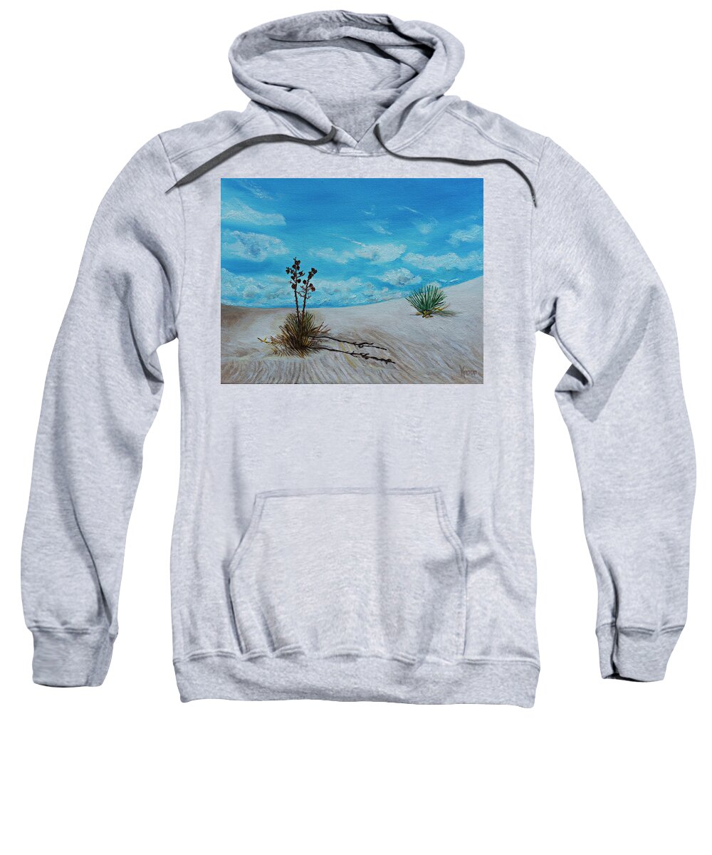 White Sand Sweatshirt featuring the painting White Sands New Mexico by Kathy Knopp