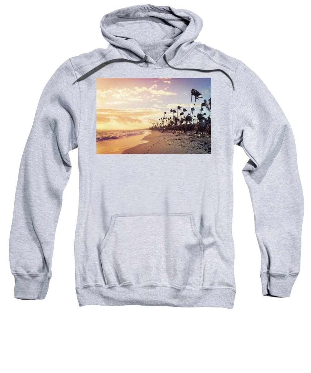 #puntacana Sweatshirt featuring the photograph Windy Morning on the Beach by Rebekah Zivicki