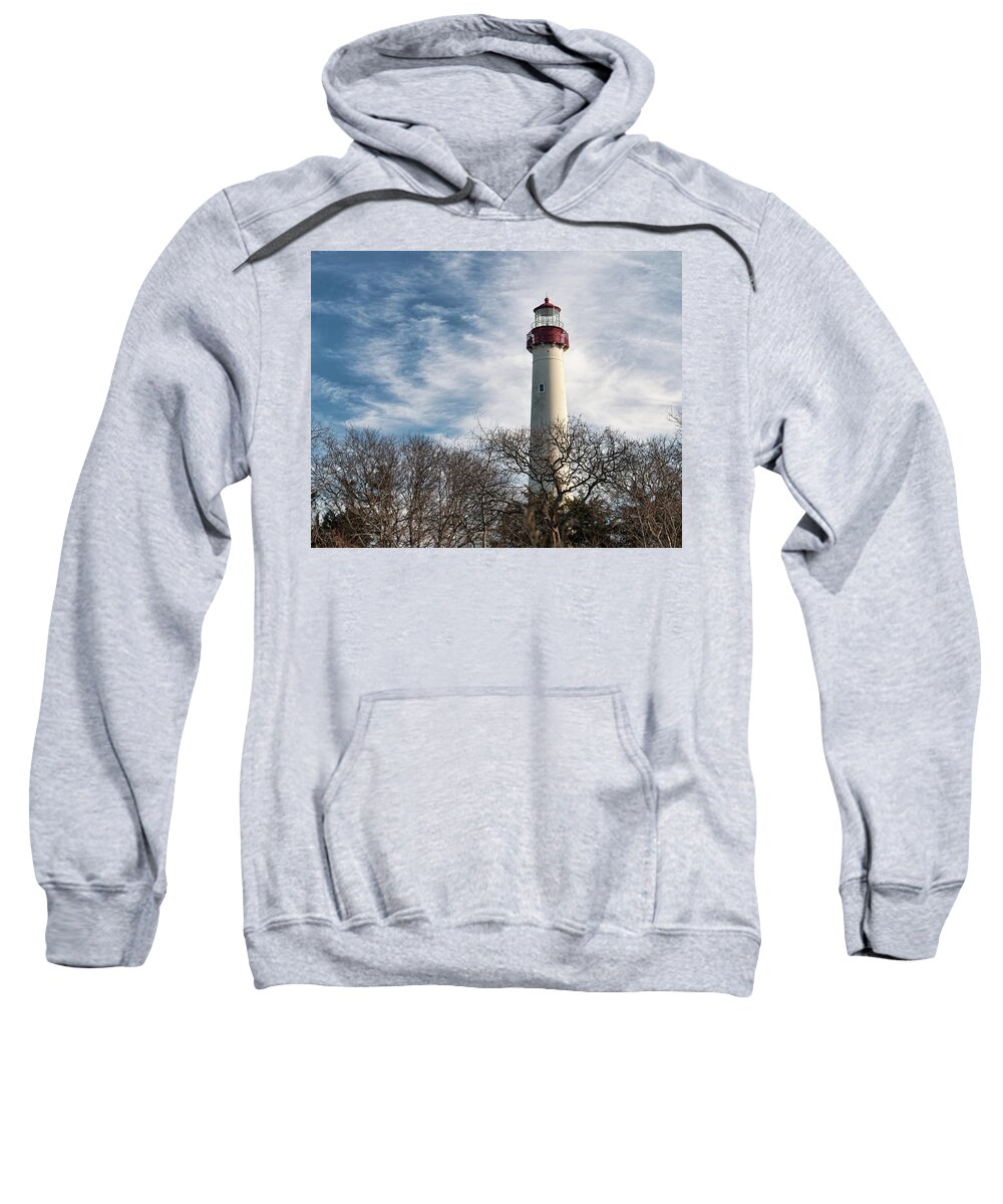 Cape May Lighthouse Sweatshirt featuring the photograph Winter at Cape May Light by Kristia Adams