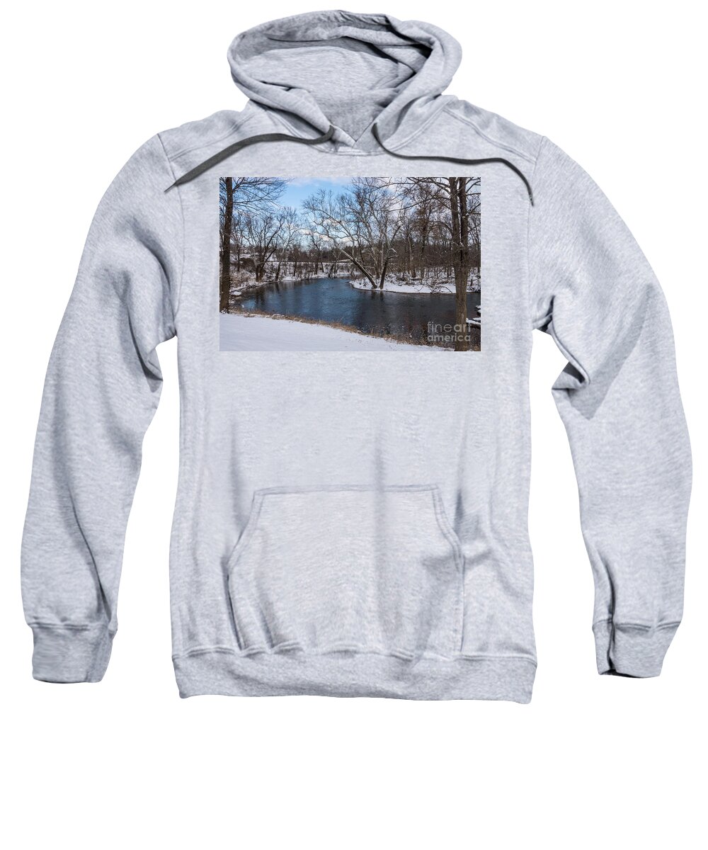 Ozarks Sweatshirt featuring the photograph Winter Blue James River by Jennifer White