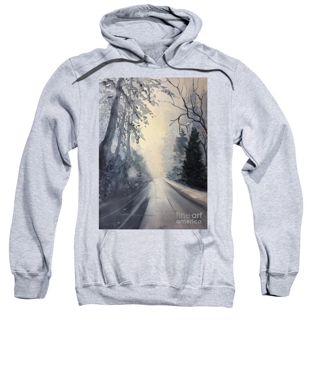 Watercolor Sweatshirt featuring the painting Winter Blues by Watercolor Meditations