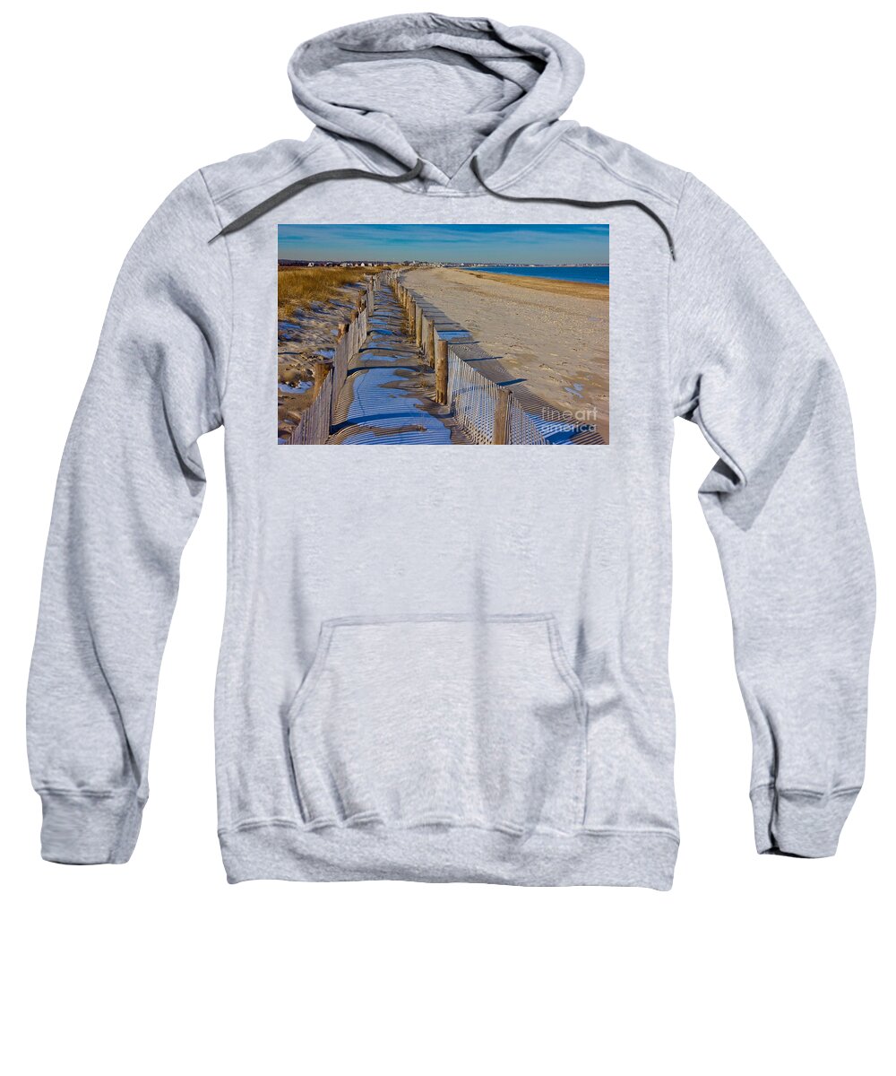 Winter Sweatshirt featuring the photograph Winter on Duxbury Beach by Amazing Jules