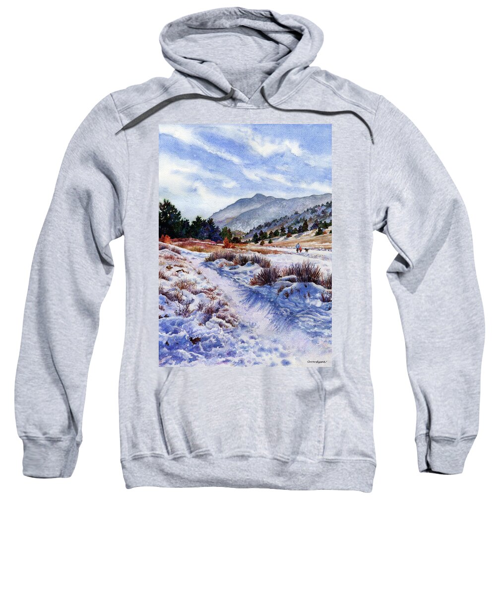 Snow Scene Painting Sweatshirt featuring the painting Winter Wonderland by Anne Gifford