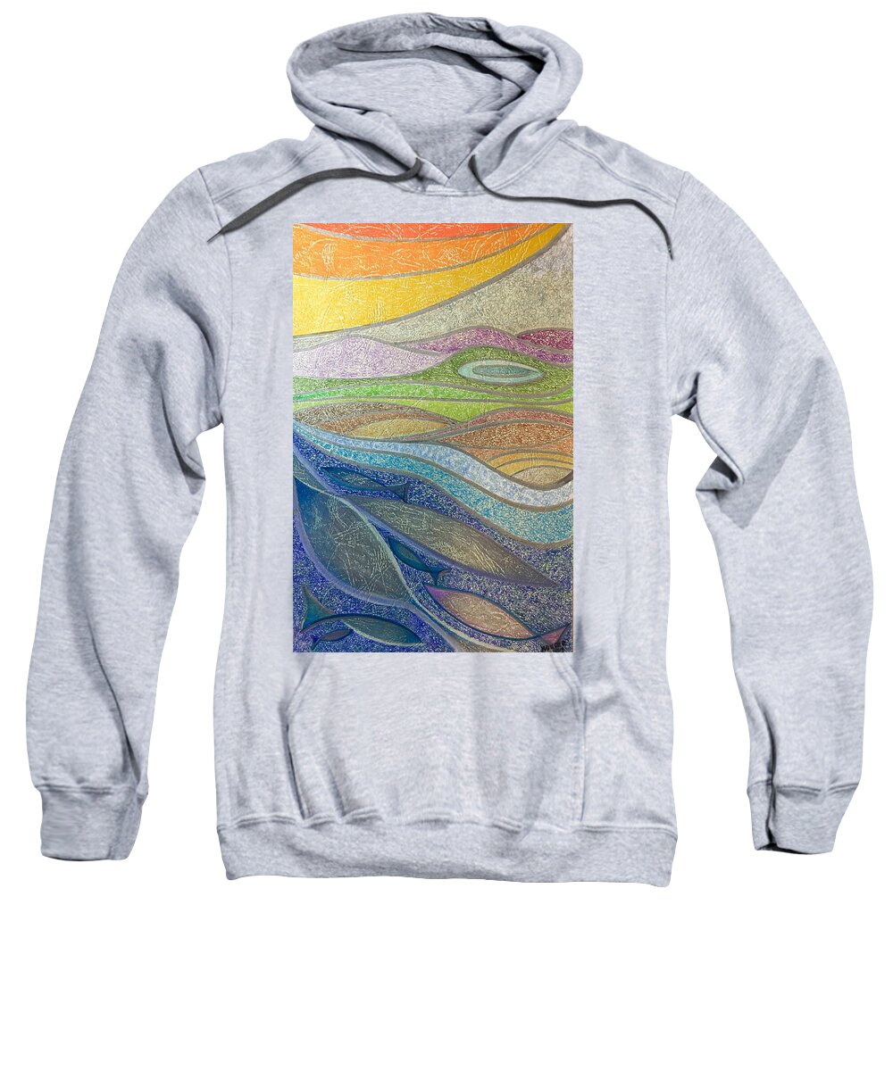 Colored Pencils Sweatshirt featuring the mixed media With the flow by Norma Duch