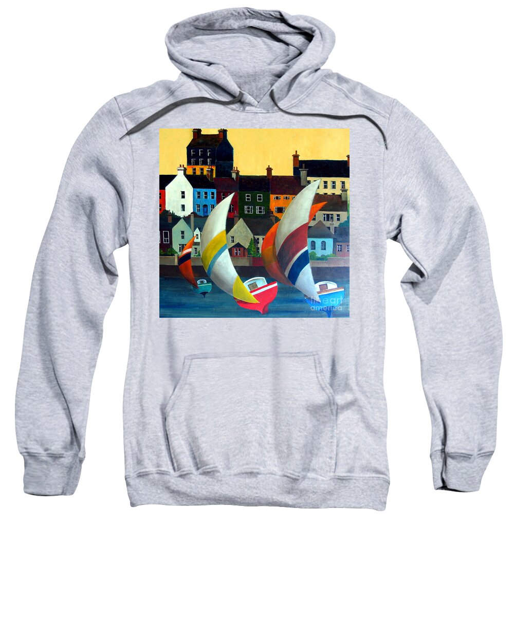 Wild Atlantic Way Cork Sweatshirt featuring the painting With the wind in Kinsale, West Cork by Val Byrne