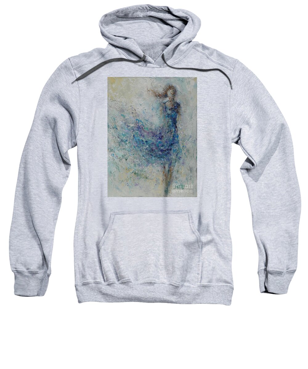 Wind Sweatshirt featuring the painting Woman in the Wind by Dan Campbell
