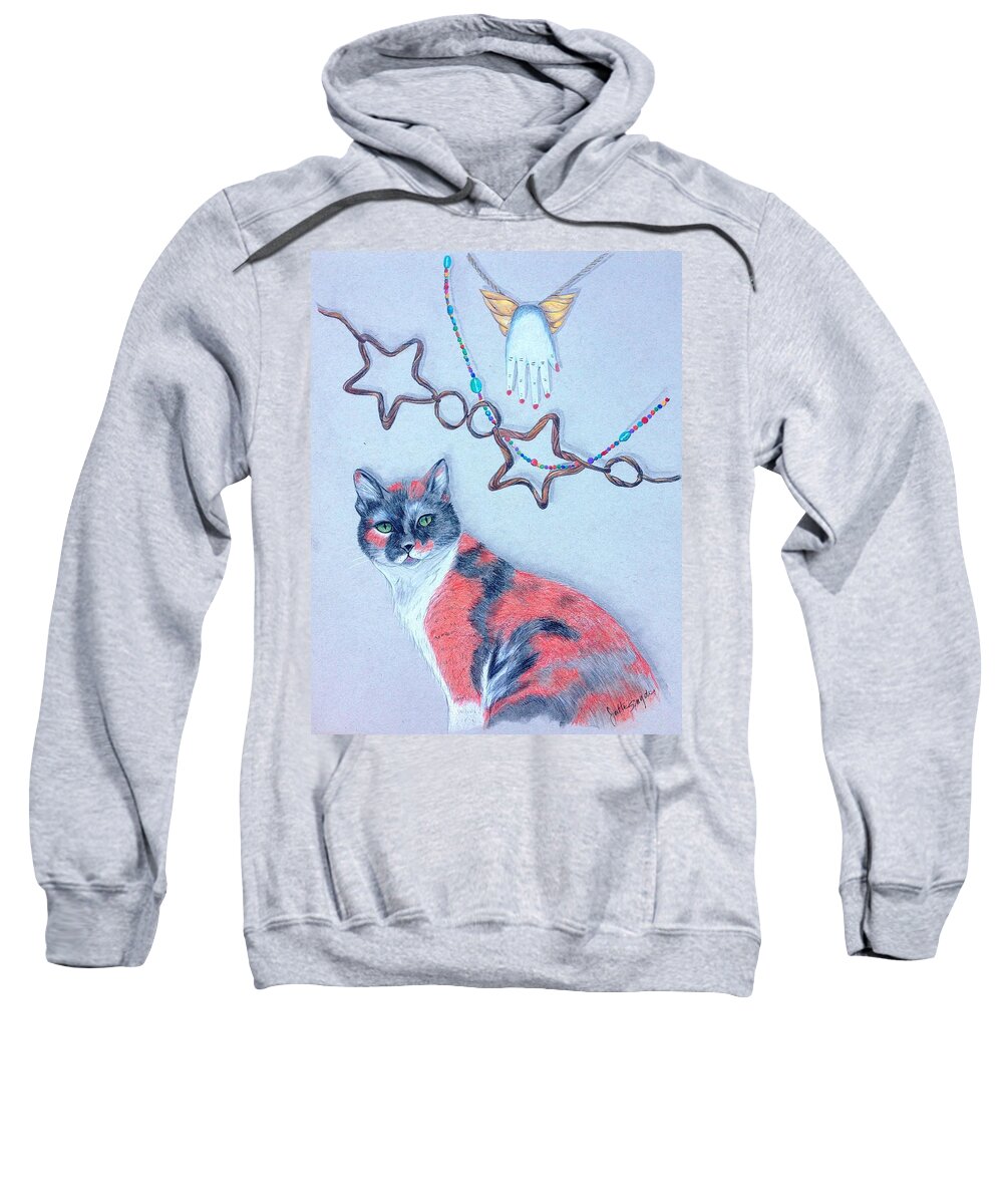Cats Sweatshirt featuring the painting Yachats Shop Cat by Joette Snyder