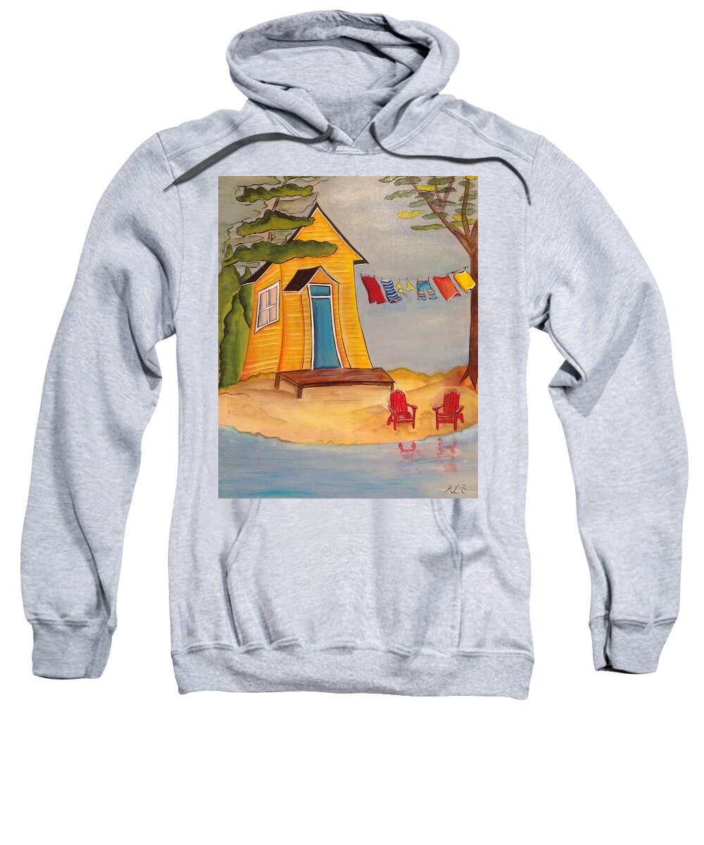 Abstract Sweatshirt featuring the painting Cabin Fever by Heather Lovat-Fraser