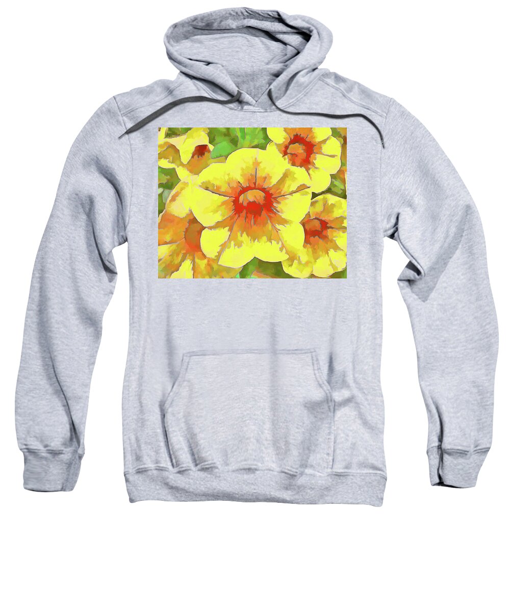 Flower Sweatshirt featuring the digital art Yellow Million Bells by Leslie Montgomery