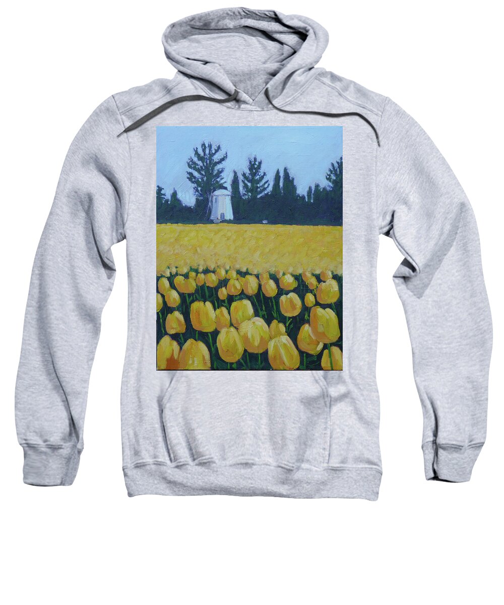 Tulips Sweatshirt featuring the painting Yellow Tulips by Stan Chraminski