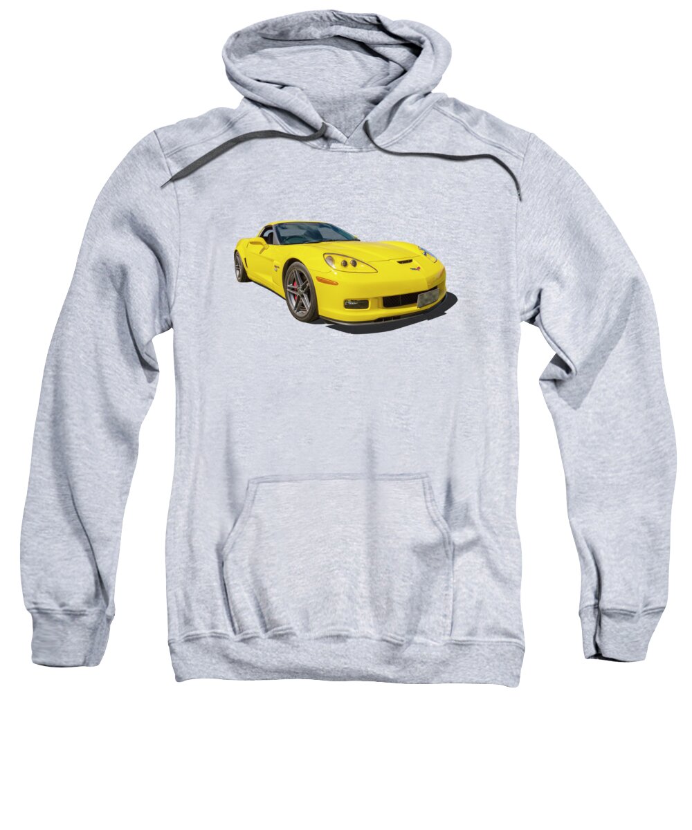 Car Sweatshirt featuring the photograph Yellow Vette by Keith Hawley