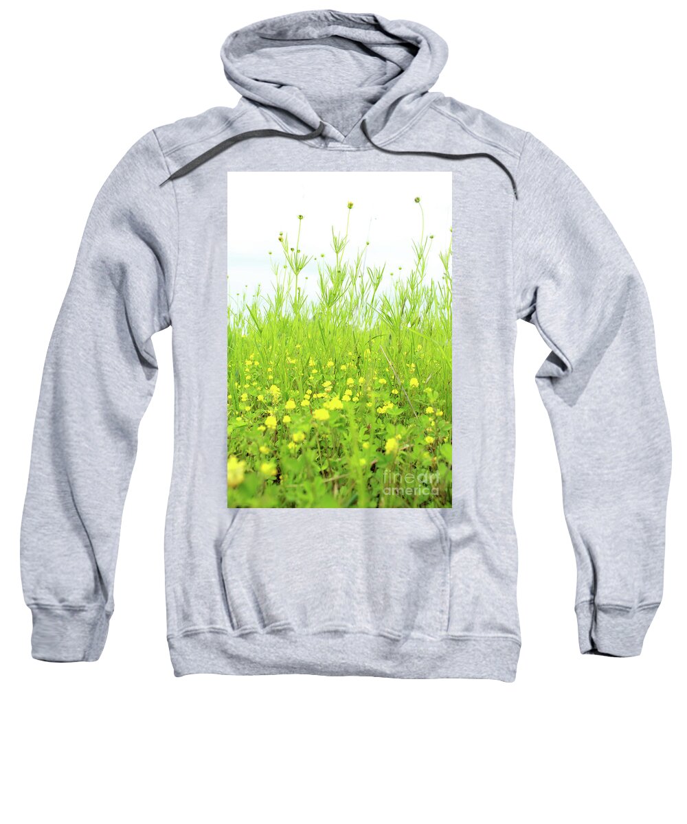 Yellow Sweatshirt featuring the photograph Yellow Wildflowers in a Missouri Prairie by Adam Long