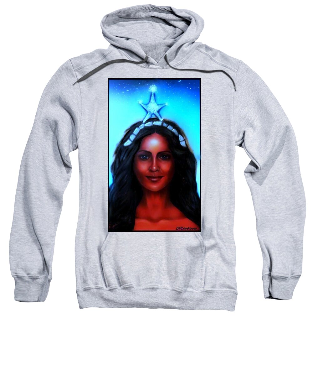 Yemaya Sweatshirt featuring the digital art Yemaya -Mother, Goddess, Warrior by Carmen Cordova