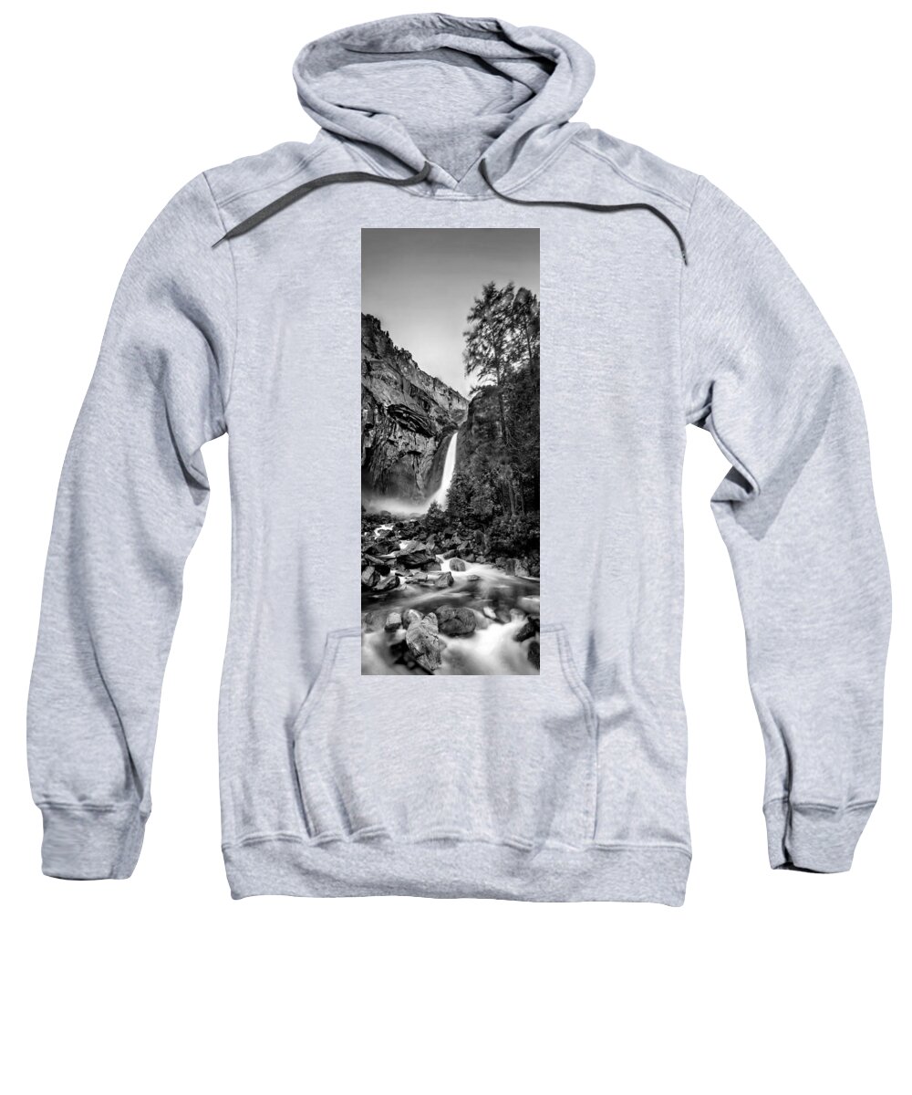 Yosemite National Park Sweatshirt featuring the photograph Yosemite Waterfall BW by Az Jackson