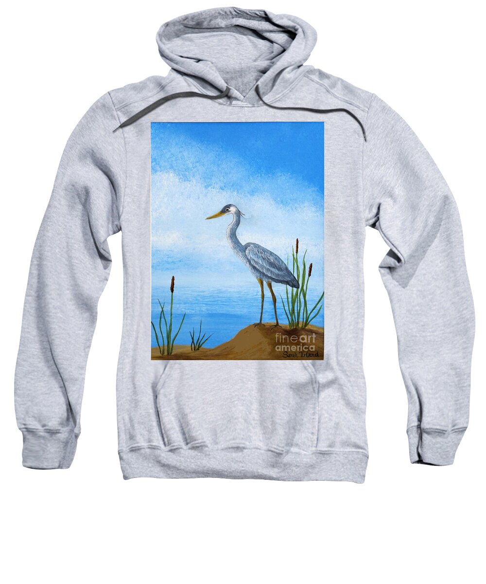 Young Sweatshirt featuring the painting Young Heron by Sarah Irland