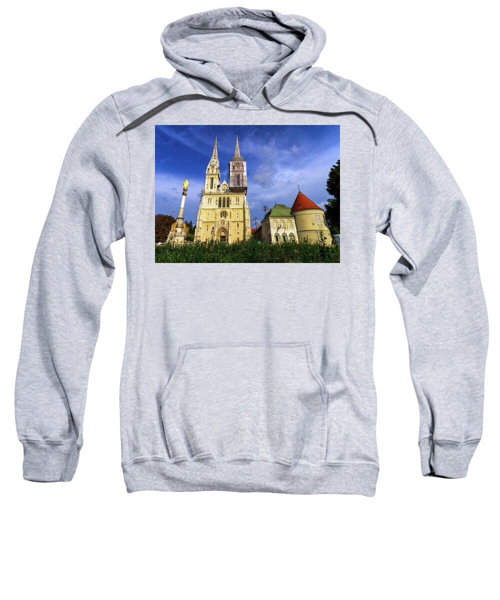 Architecture Sweatshirt featuring the photograph Zagreb Cathedral, Croatia by Elenarts - Elena Duvernay photo
