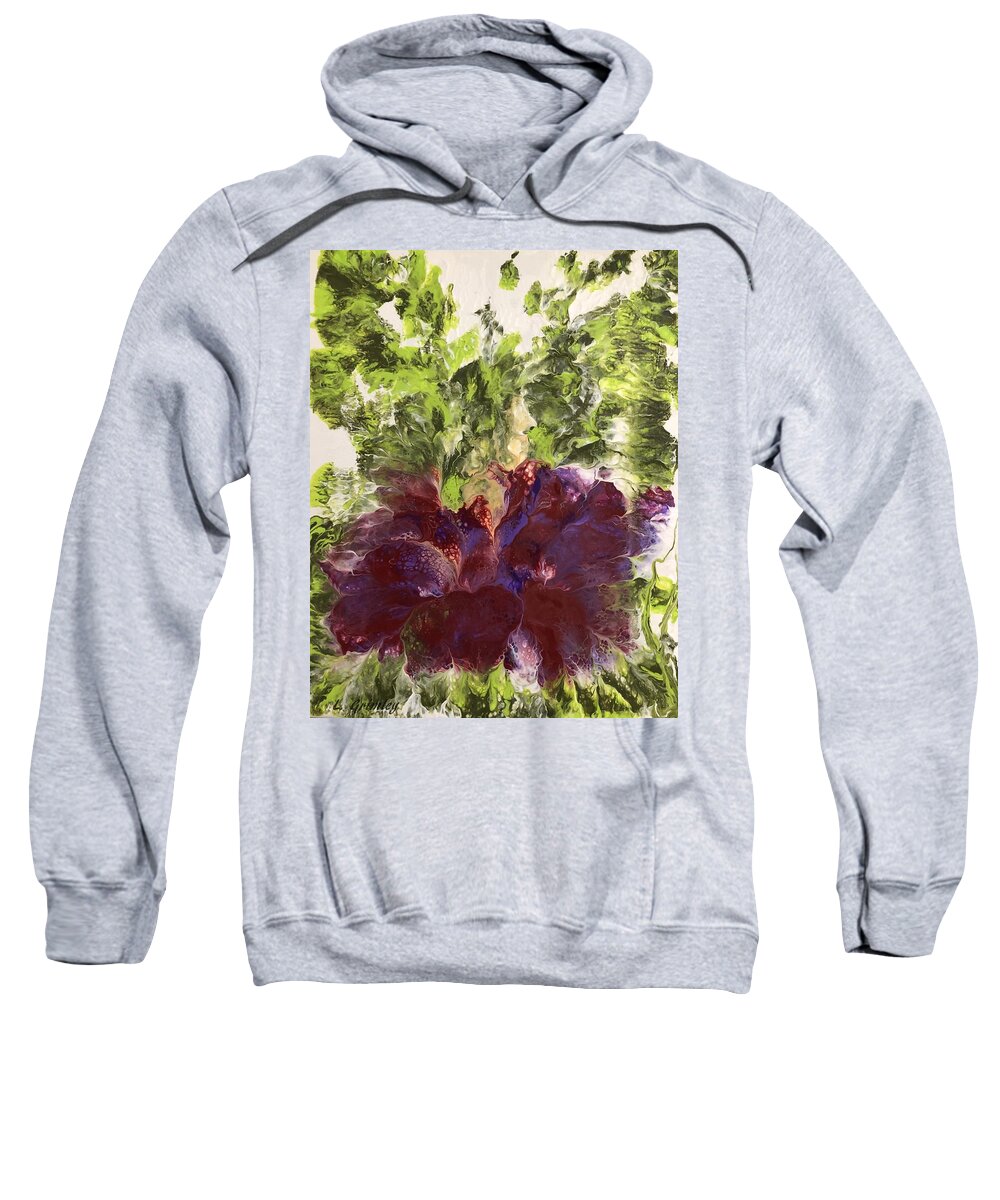Abstract Sweatshirt featuring the painting Floral abstract #1 by Lessandra Grimley