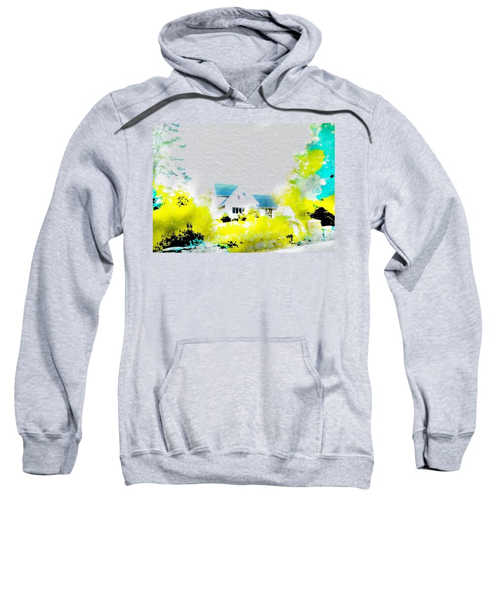 Home Sweatshirt featuring the digital art Mountain Home In Spring by Frank Bright