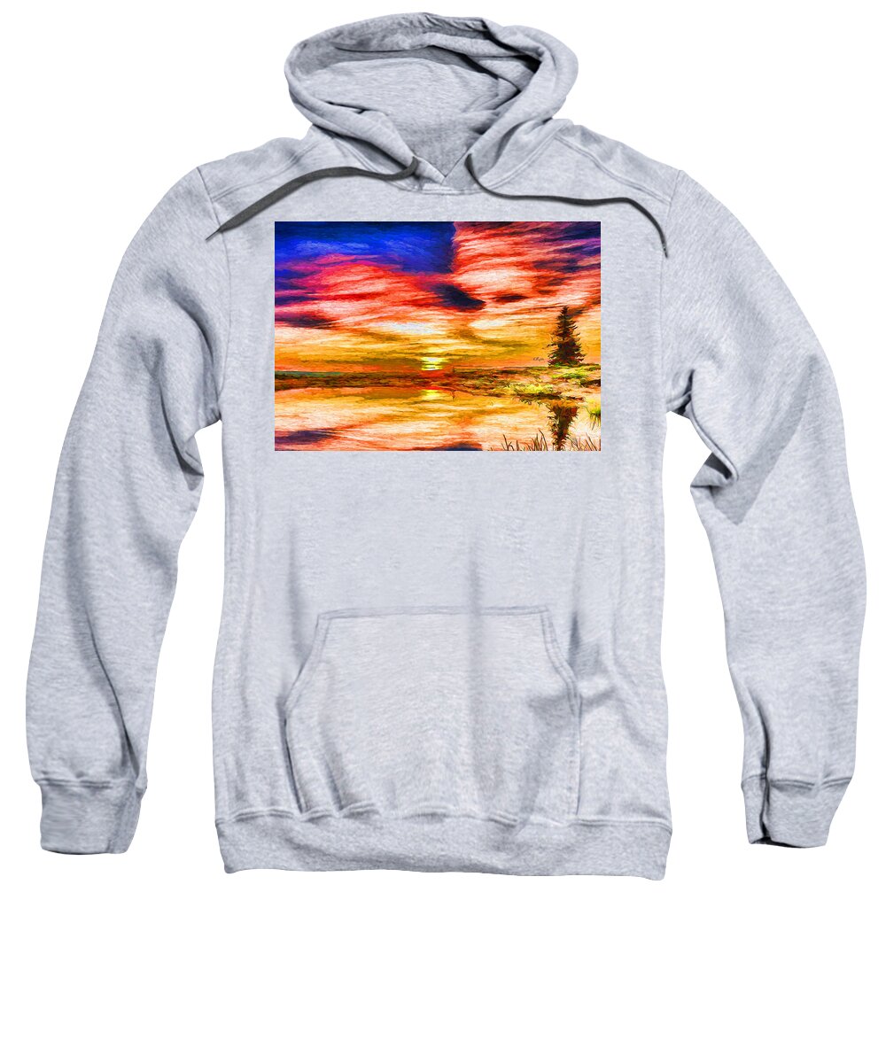 Paint Sweatshirt featuring the painting Sunset on lake #1 by Nenad Vasic