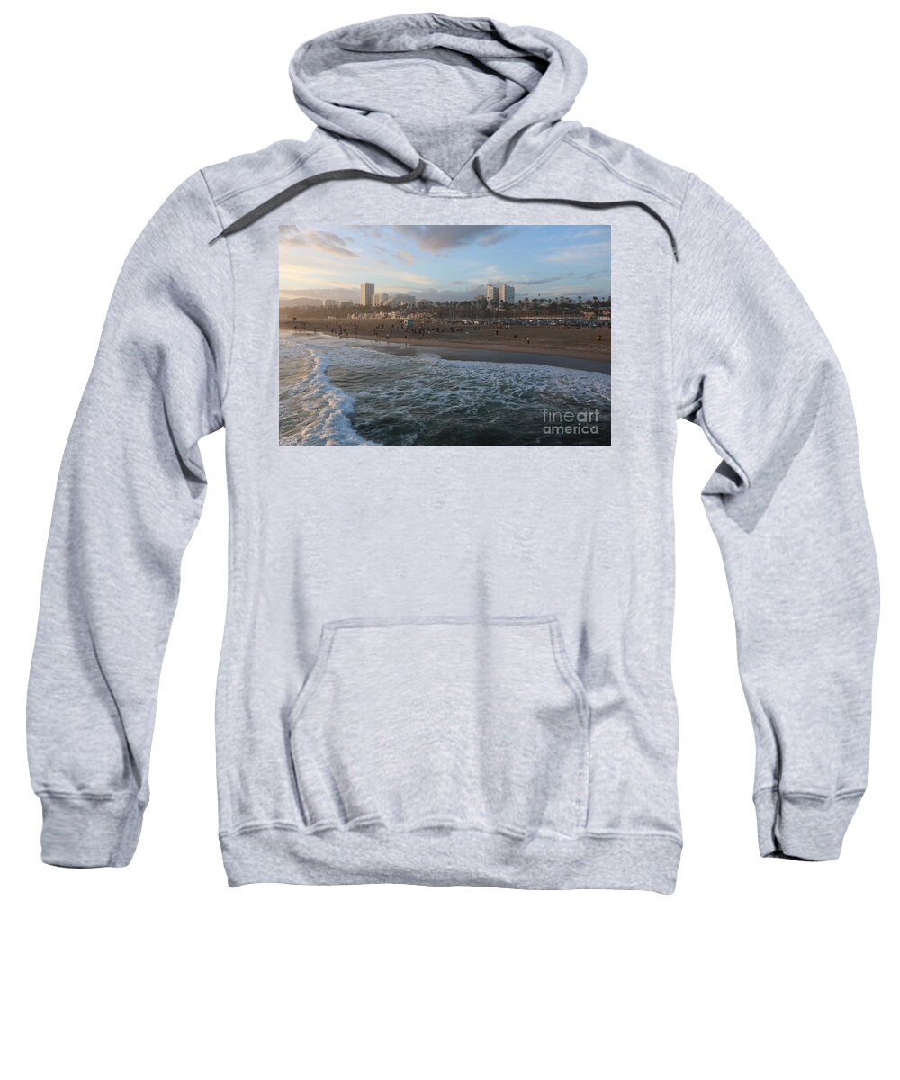 Sunset Sweatshirt featuring the photograph Pacific Sunset , Santa Monica, California #12 by John Shiron