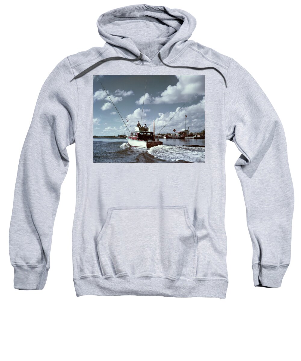 Photograph Sweatshirt featuring the painting 1950s Deep Sea Fishing Boat Marlin II by Vintage Images