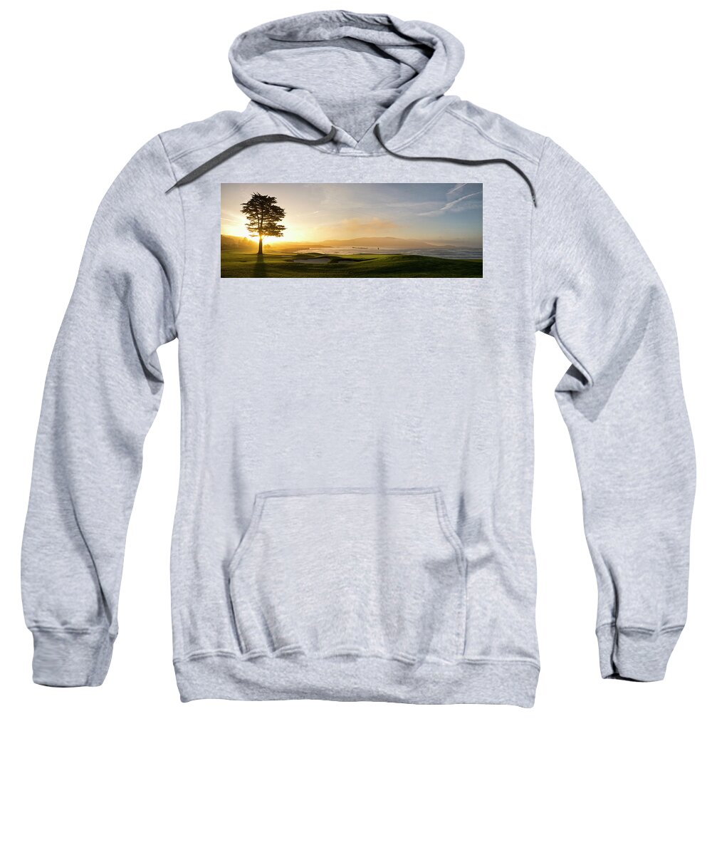 Photography Sweatshirt featuring the photograph 18th Hole With Iconic Cypress Tree #2 by Panoramic Images