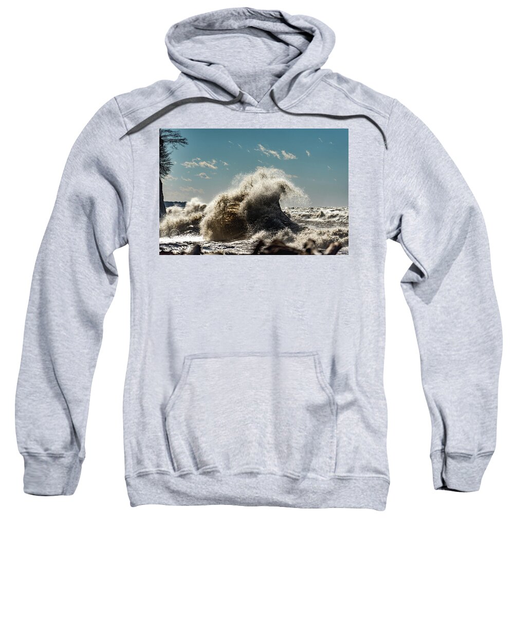 Lake Sweatshirt featuring the photograph Lake Erie Waves #2 by Dave Niedbala