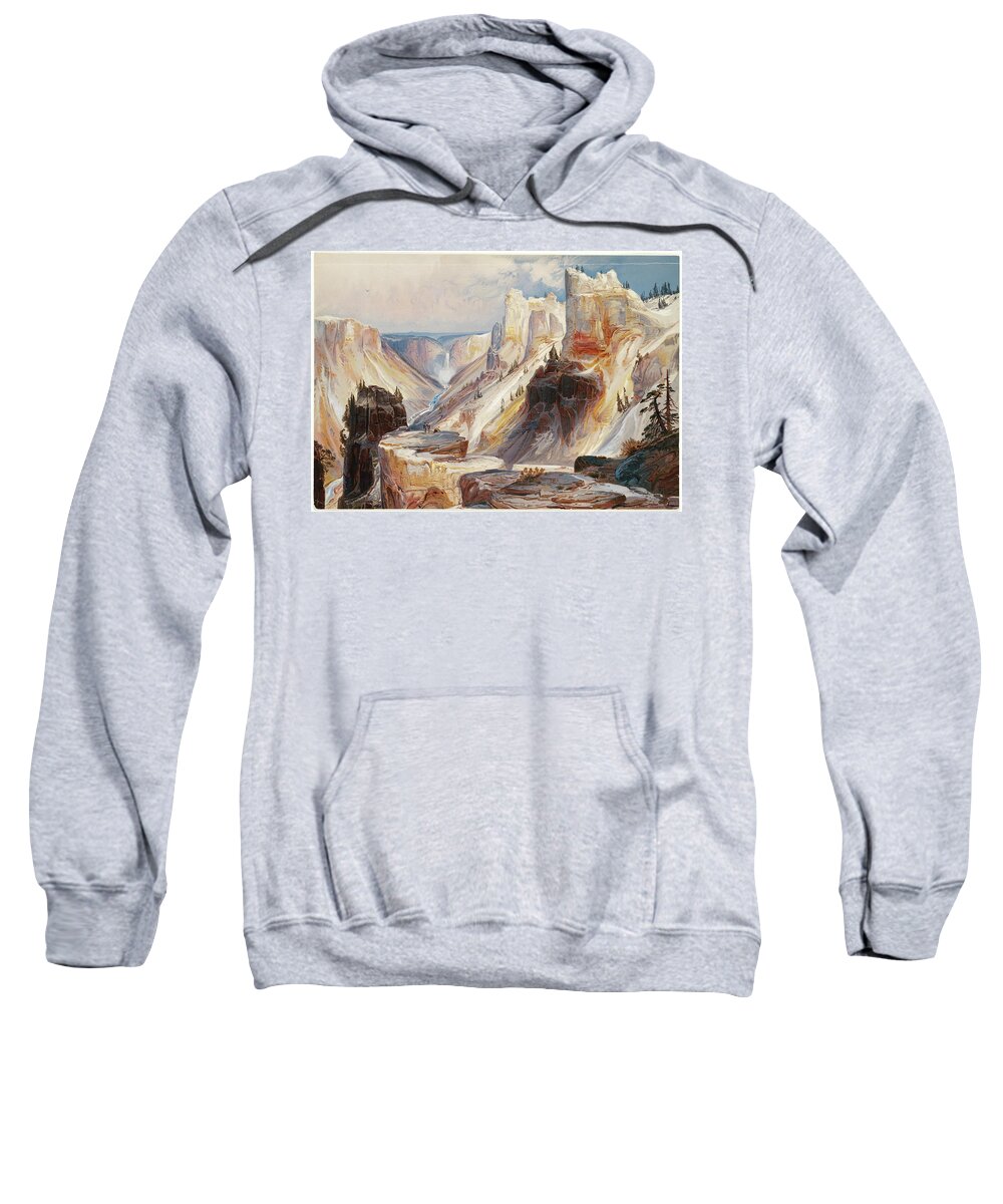 Grand Canyon Sweatshirt featuring the painting The Grand Canyon, Yellowstone by Thomas Moran