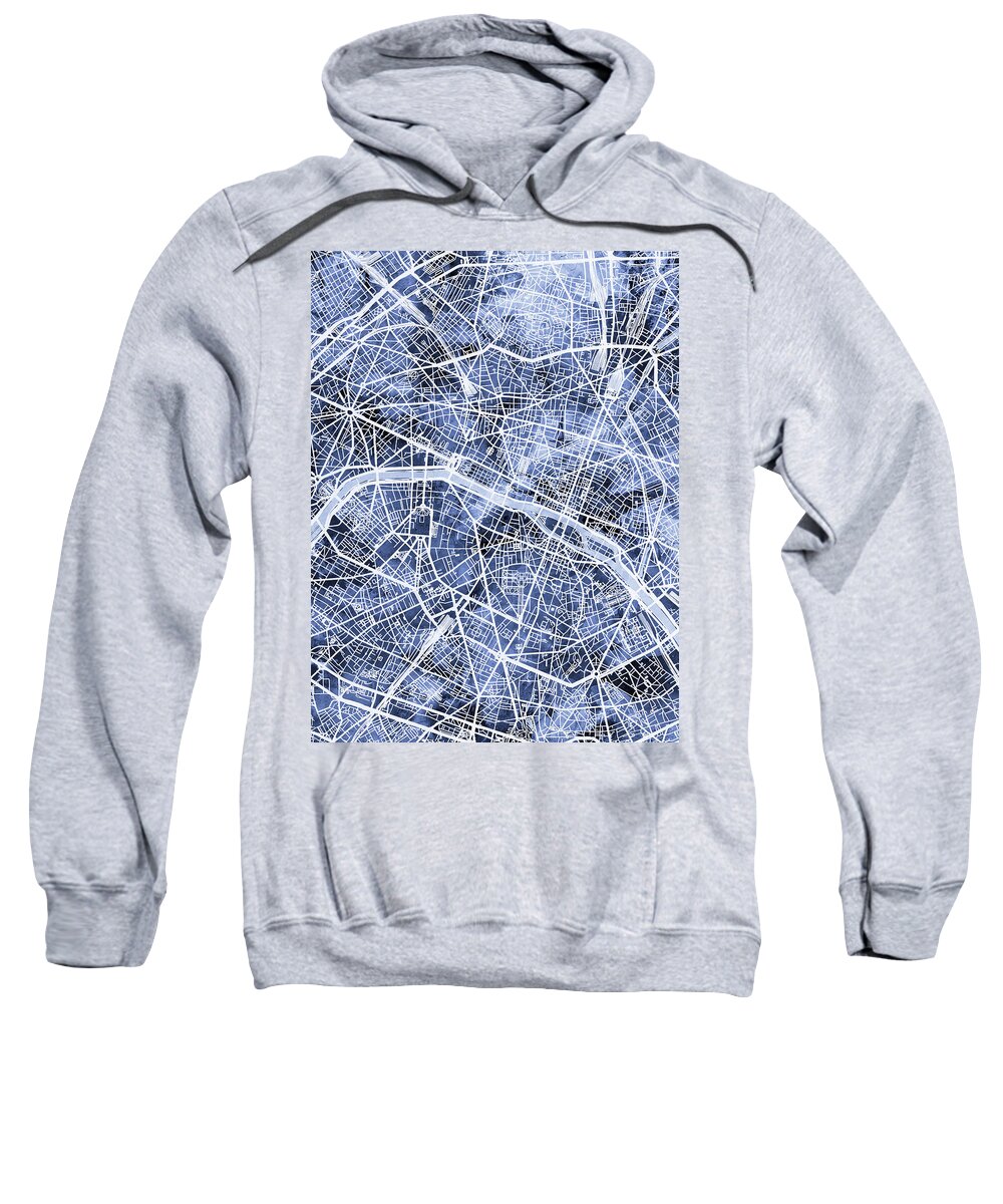 Paris Sweatshirt featuring the digital art Paris France City Map #3 by Michael Tompsett