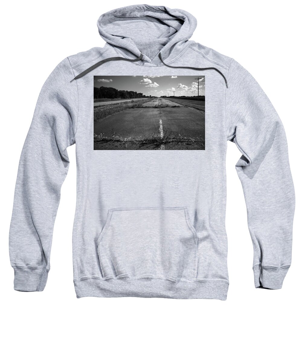 66 Sweatshirt featuring the photograph Abandoned Route 66 Circa 2012 BW by Frank Romeo