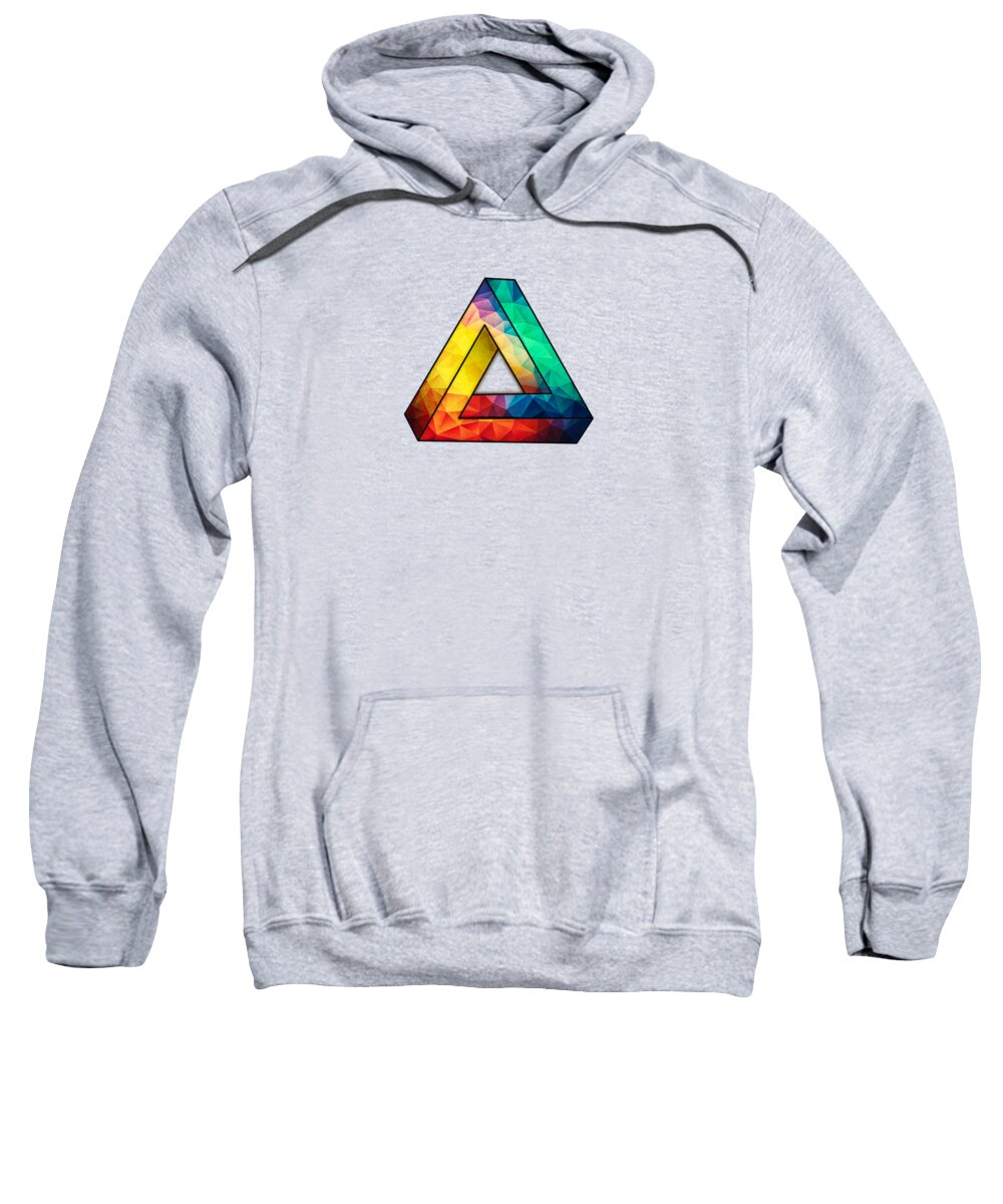 Colorful Sweatshirt featuring the digital art Abstract Polygon Multi Color Cubism Low Poly Triangle Design by Philipp Rietz