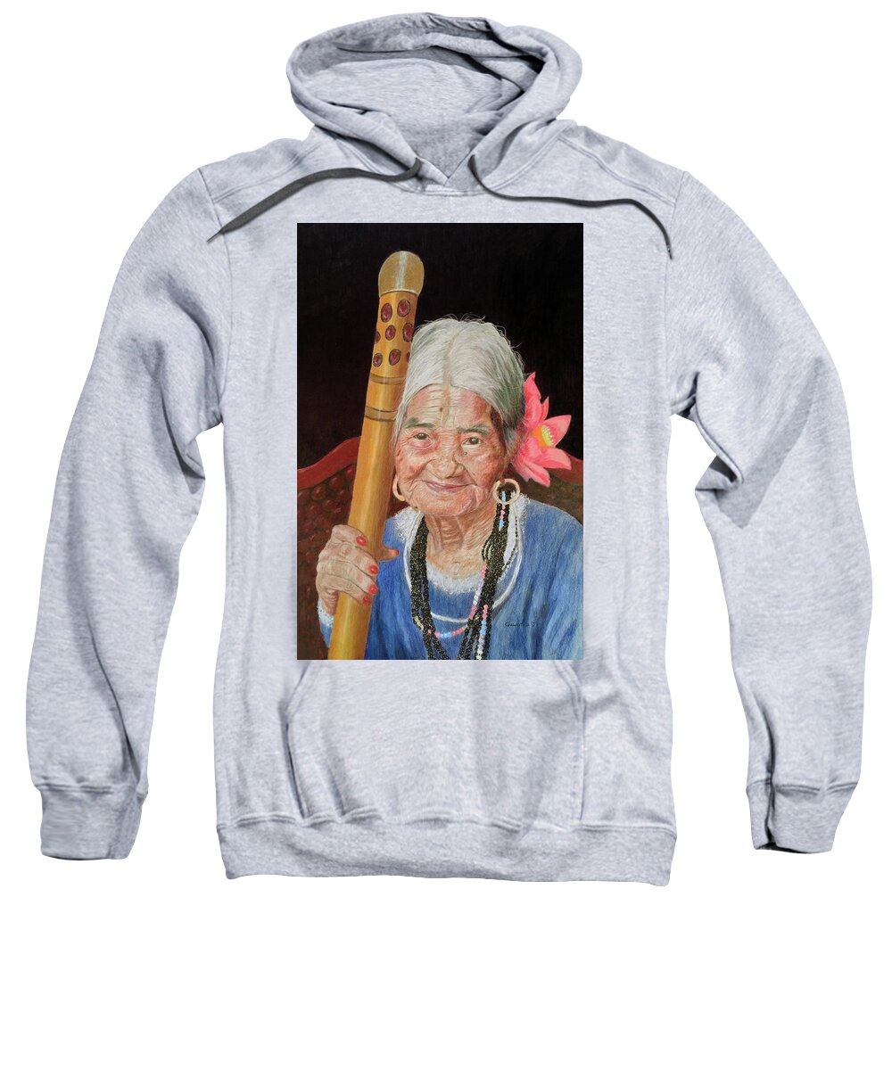 Woman Sweatshirt featuring the drawing Aging Beauty by Quwatha Valentine
