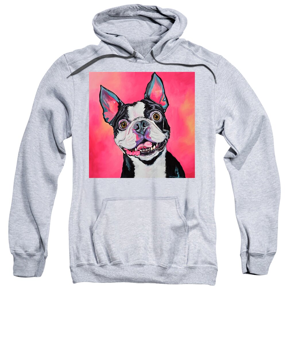 Boston Terrier Sweatshirt featuring the painting All Smiles by Patti Schermerhorn