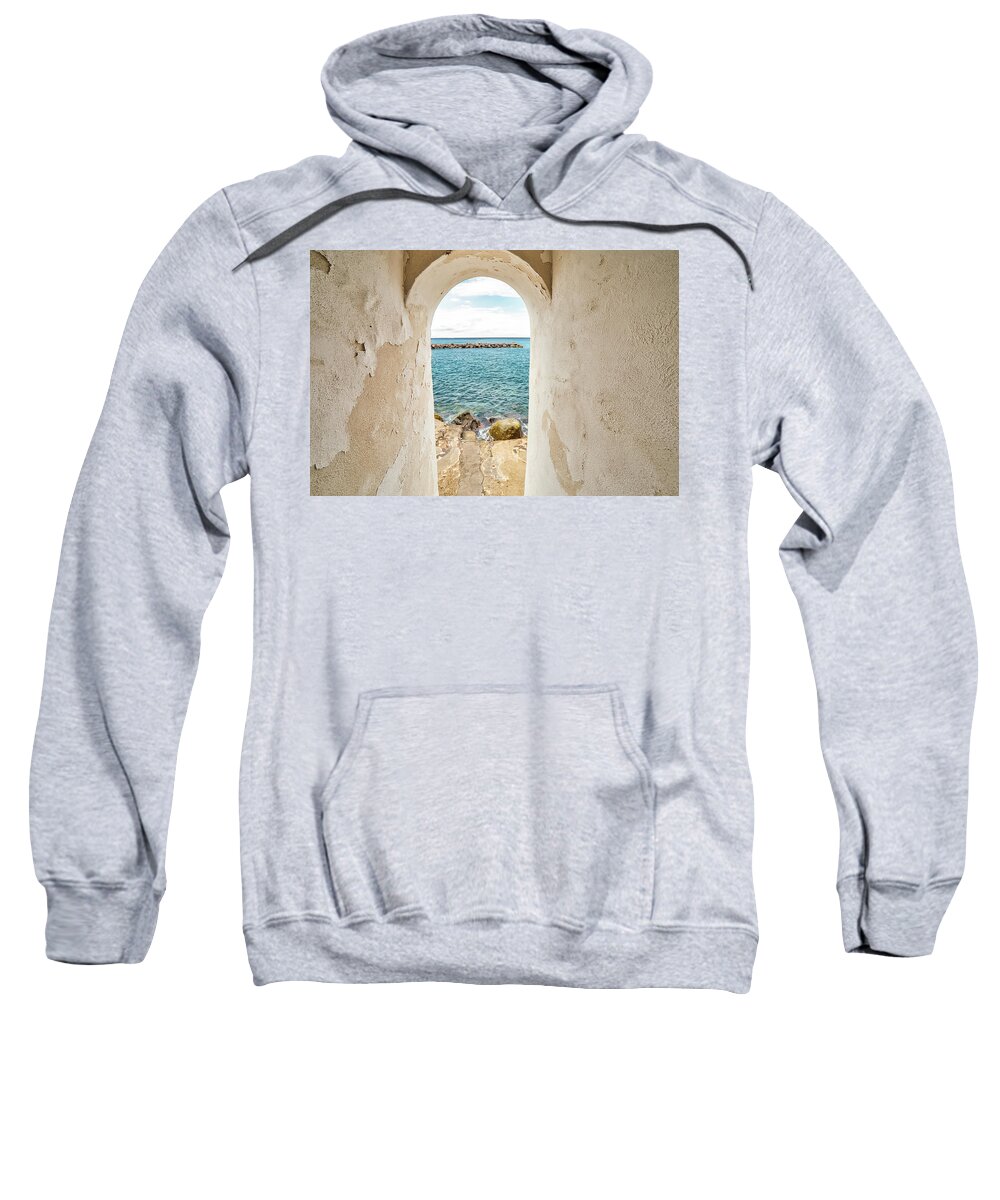 Italy Sweatshirt featuring the photograph Ancient Door To Sea by Vivida Photo PC