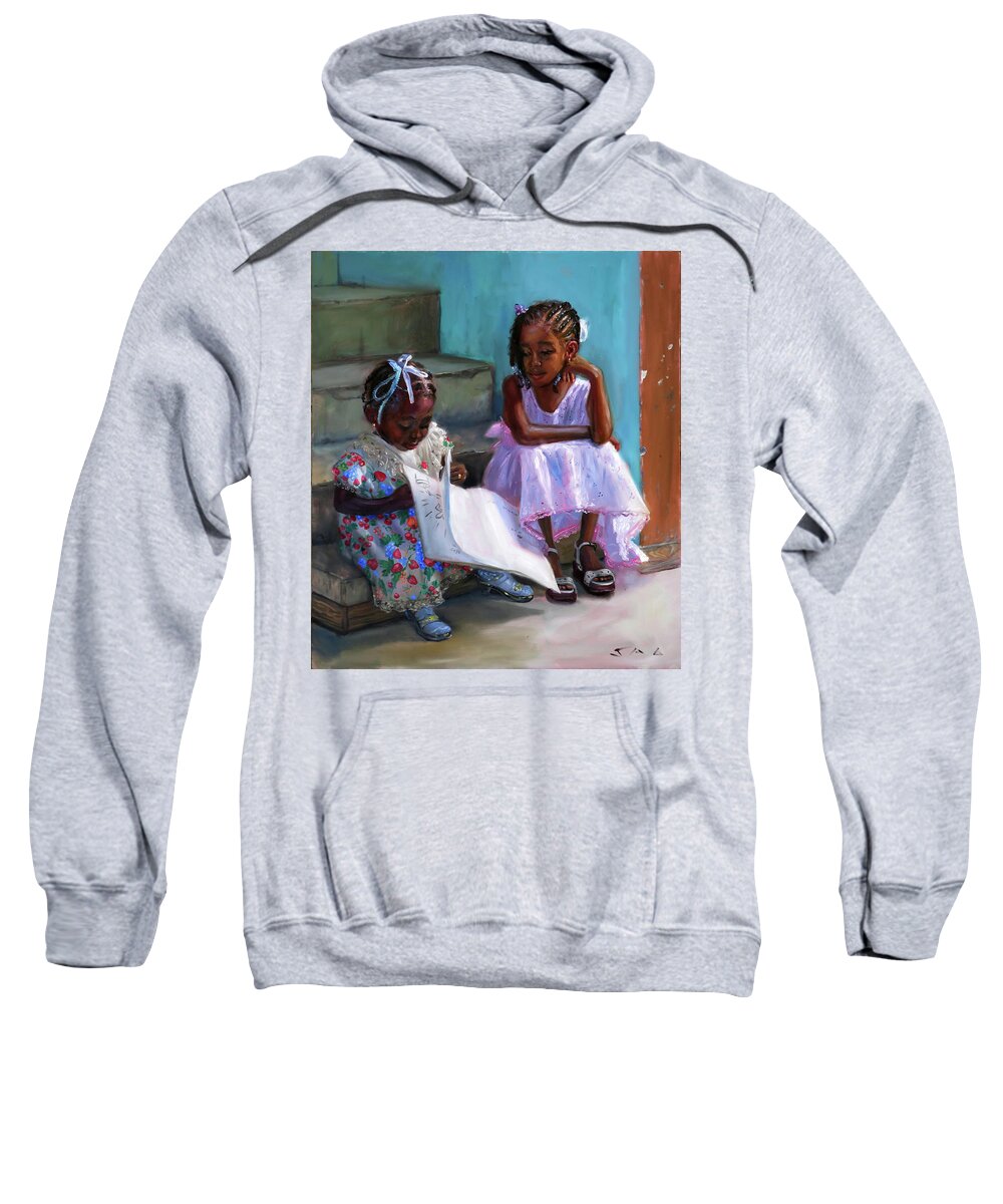 Children Sweatshirt featuring the painting Anna-Lisa and Danielle 2 by Jonathan Gladding