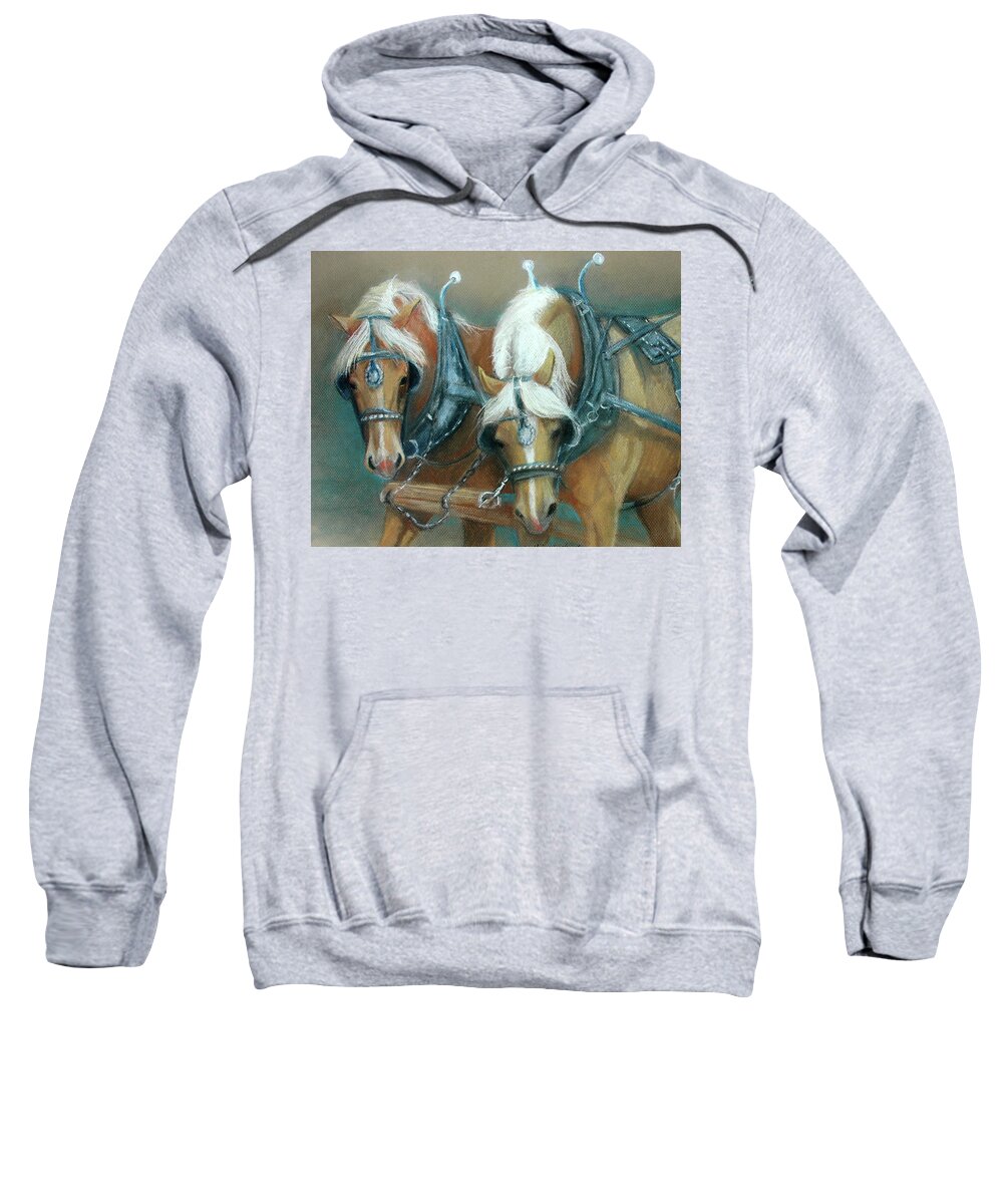 Draft Horse Sweatshirt featuring the pastel Annie and Jake by Cynthia Westbrook