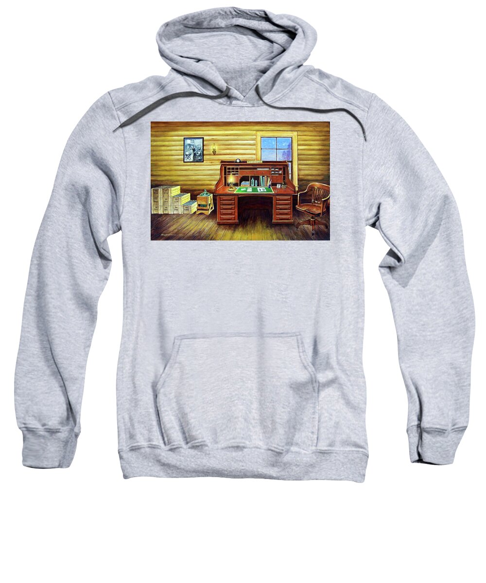 Roll Top Desk Sweatshirt featuring the painting Another Day in the Books by Randy Welborn