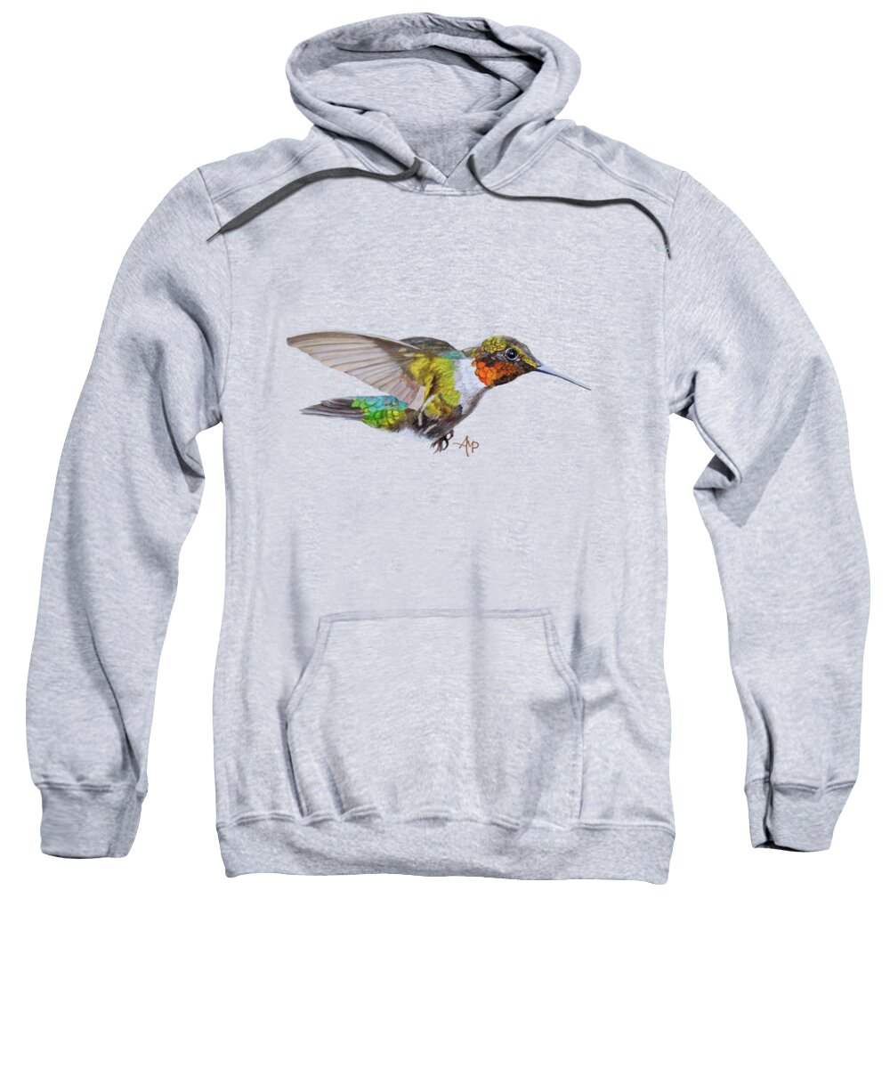 Hummingbird Sweatshirt featuring the mixed media Motley Flying Hummer I by Angeles M Pomata