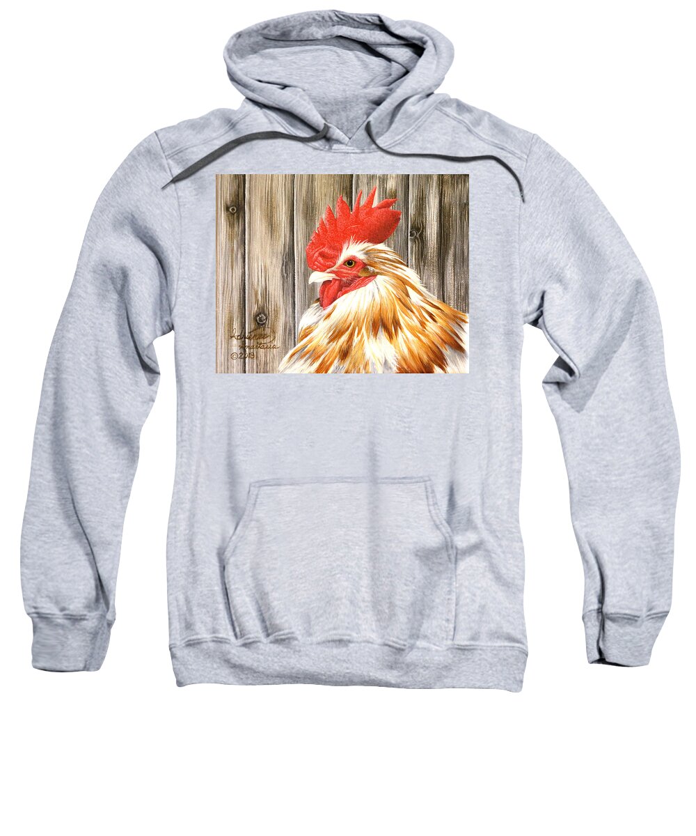 Rooster Sweatshirt featuring the painting Attitude by Adrienne Dye