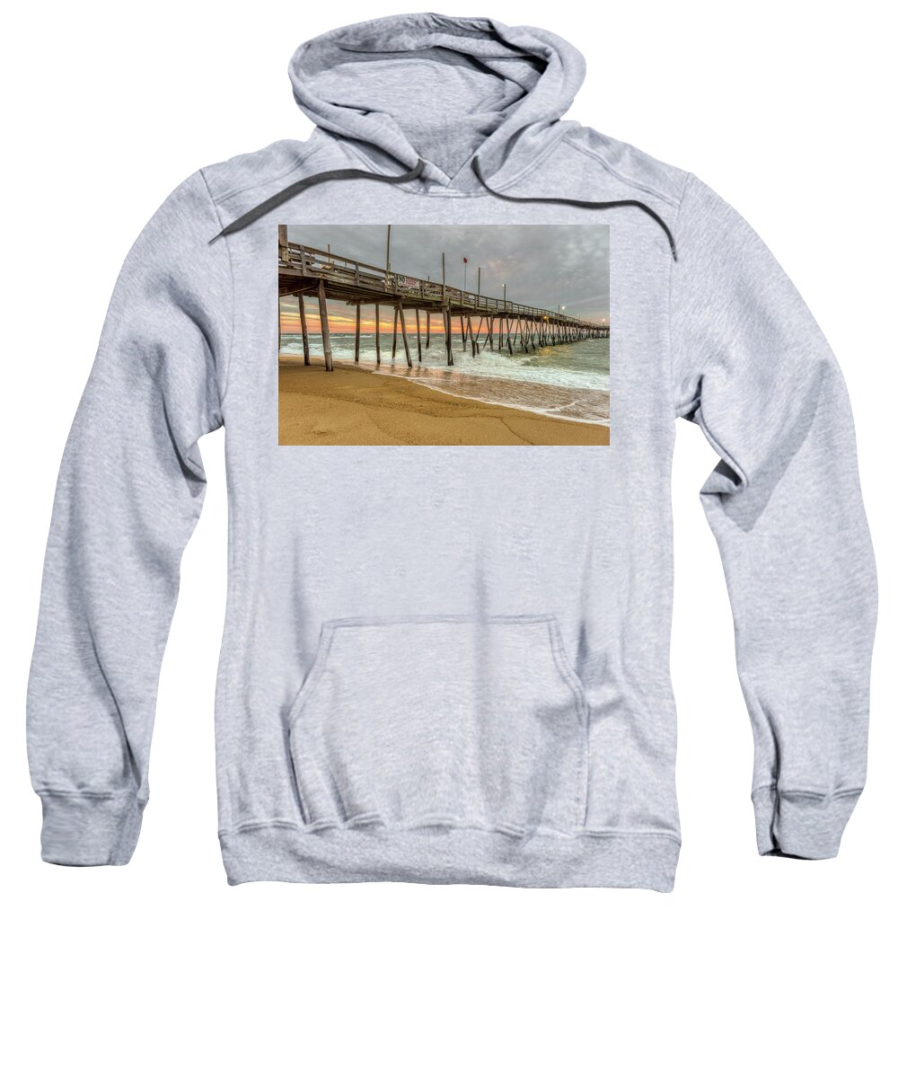 Beach Sweatshirt featuring the photograph Avalon Pier - Kill Devil Hills NC by Norman Peay