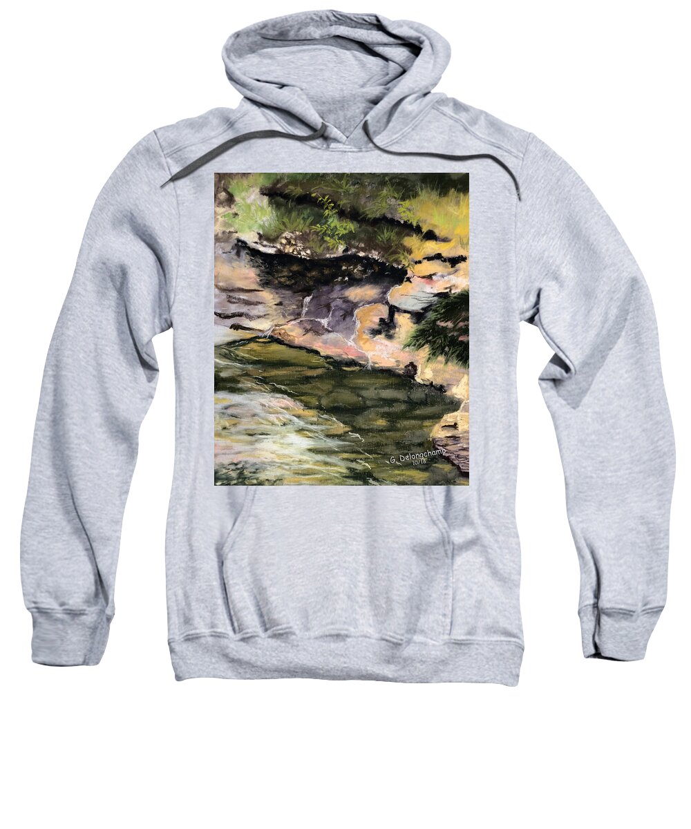 Pastel Painting Sweatshirt featuring the pastel Babbling Creek by Gerry Delongchamp