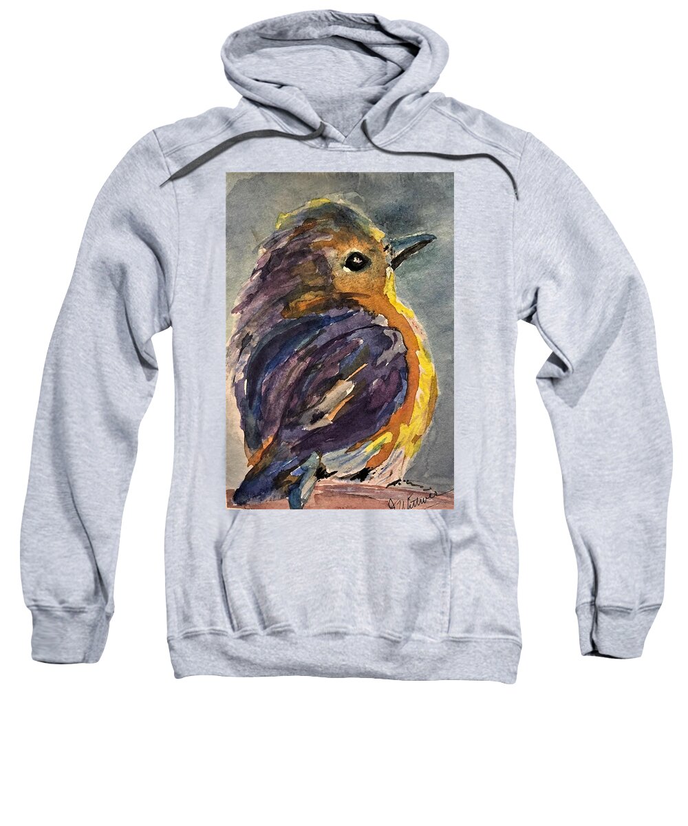 Bird Sweatshirt featuring the painting Baby Bird by Julie Wittwer