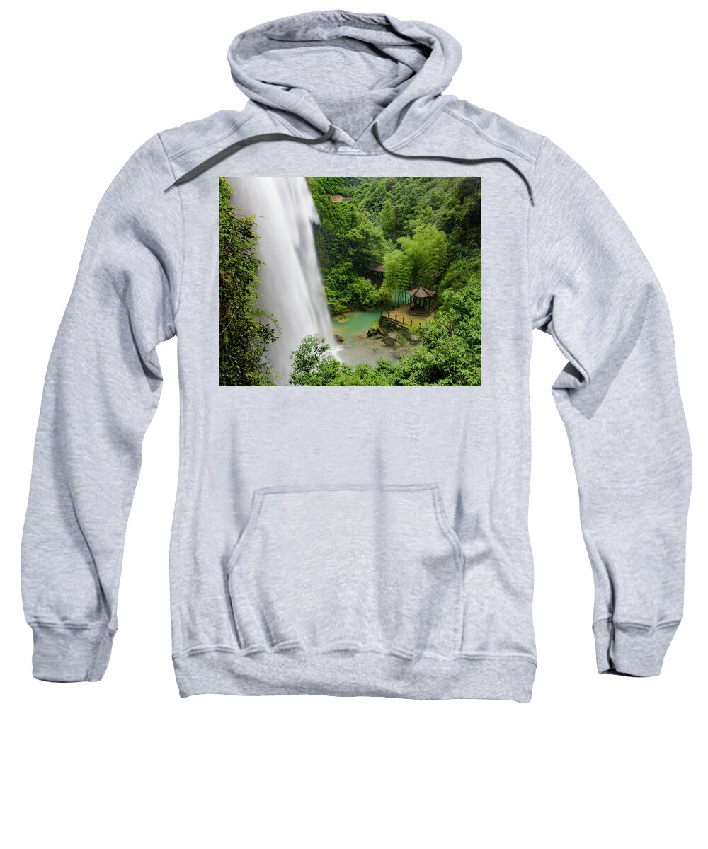 Waterfall Sweatshirt featuring the photograph BaiYun Waterfall by William Dickman