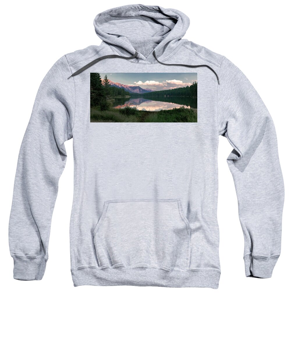 Mount Rundle Sweatshirt featuring the photograph Banff Sunset Reflection by Norma Brandsberg