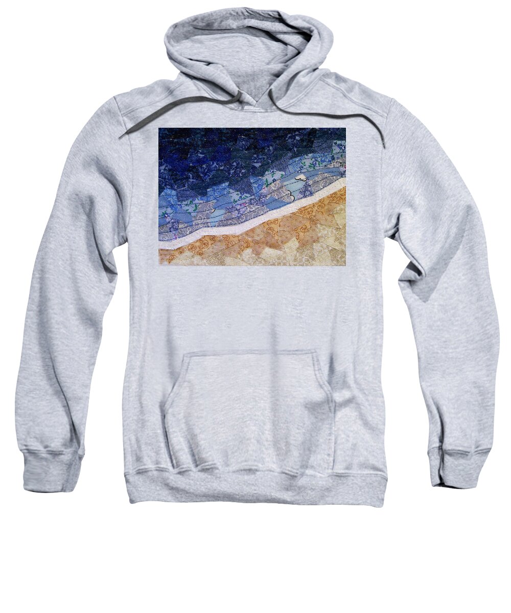 Fiber Art Sweatshirt featuring the tapestry - textile Beach by Pam Geisel