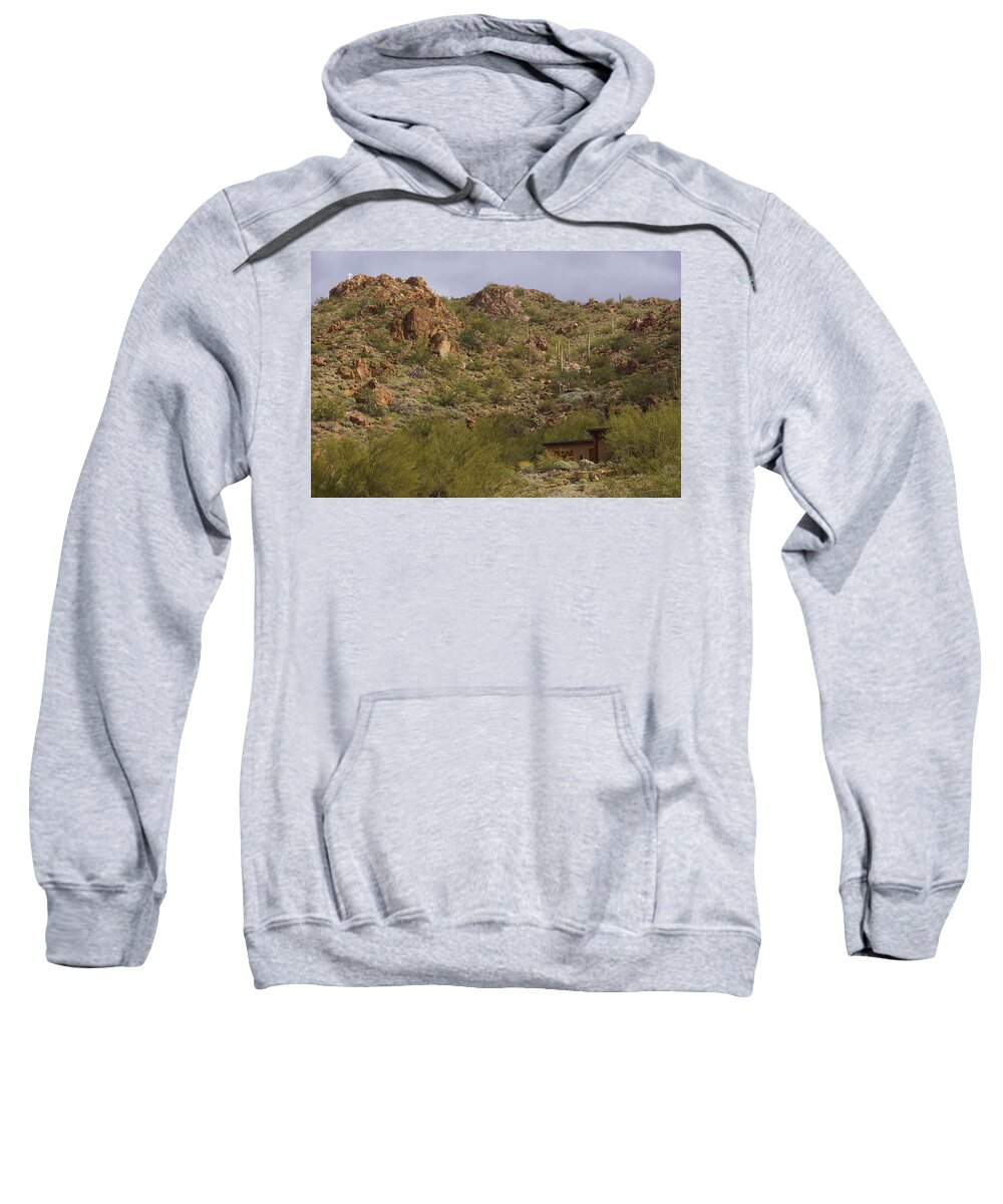 Desert Sweatshirt featuring the photograph Beneath the cross by Fred Bailey