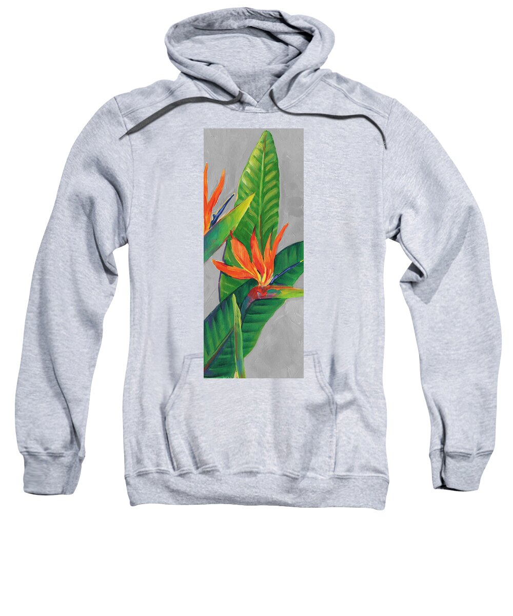 Botanical Sweatshirt featuring the painting Bird Of Paradise Triptych IIi by Tim Otoole