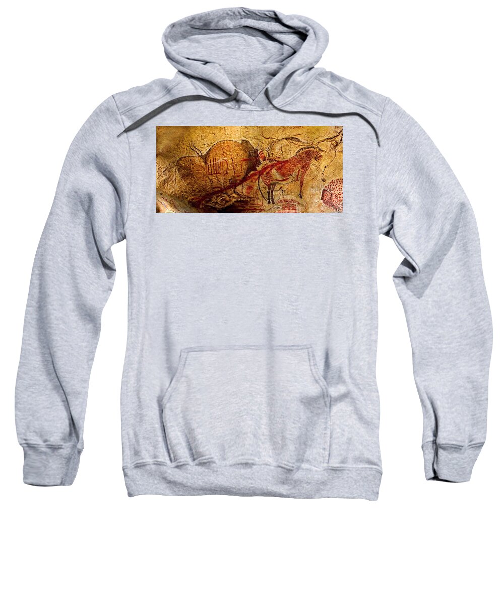 Bison Sweatshirt featuring the digital art Bisons Horses and other animals closer by Weston Westmoreland