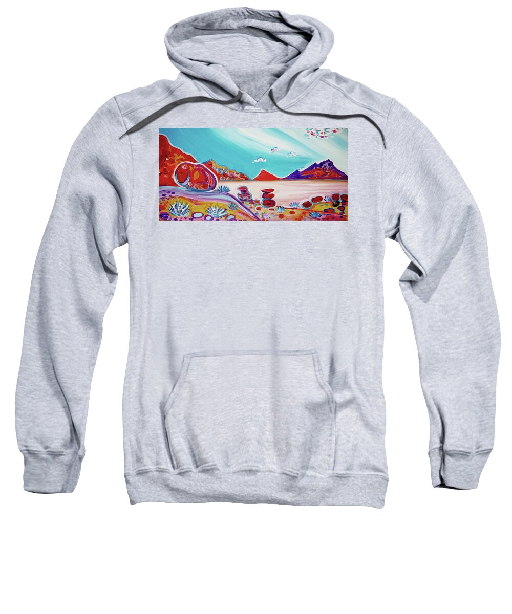 Desert Landscape Sweatshirt featuring the painting Black Rock by Rachel Houseman