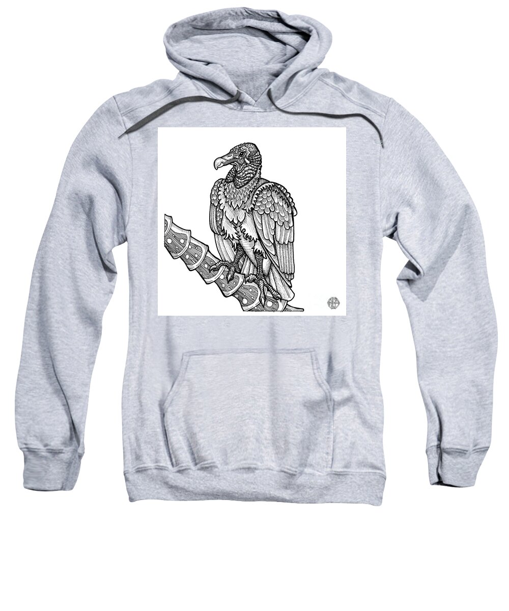 Animal Portrait Sweatshirt featuring the drawing Black Vulture by Amy E Fraser